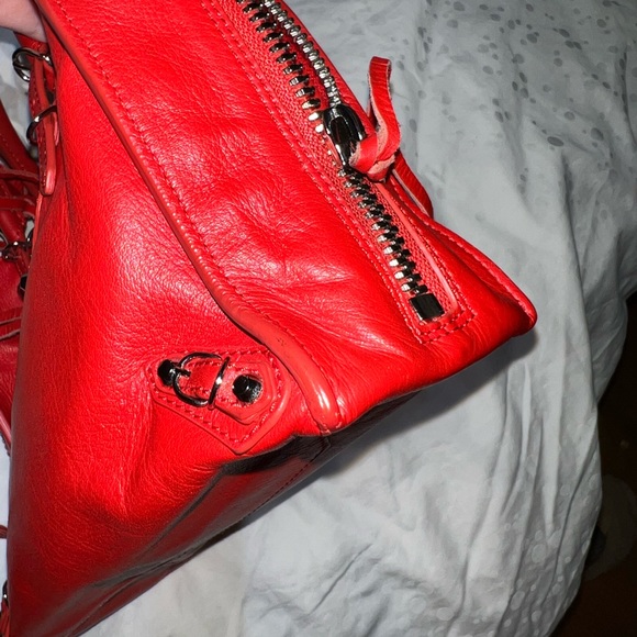 Auth BALENCIAGA Papier Mini Red Leather Tote Bag - Picture 11 of 14